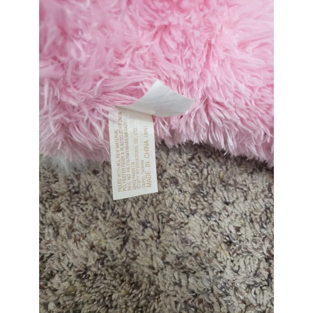 Pink Stuffed Bunny Rabbit Plush Toy with Bow and Tag